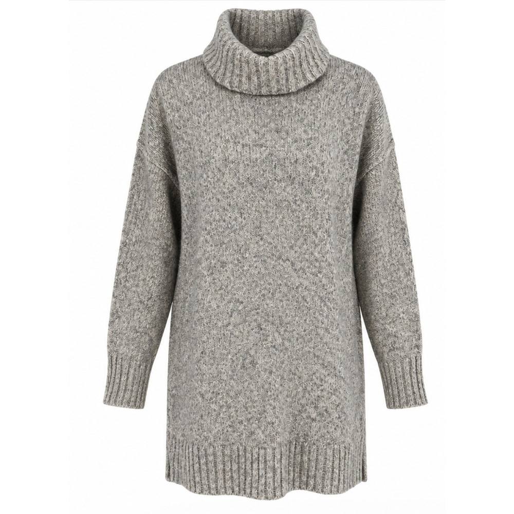 Eddie Bauer Lounge Cowl Neck Sweater Women M Grey Marled Knit NWOT